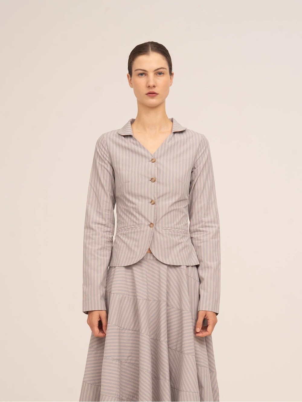 Carmen Says MIDNIGHT striped button down shirt jacket blazer